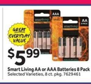Smart Living AA or AAA Batteries 8 Pack