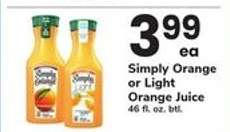 Simply Orange or Light Orange Juice
