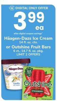 Häagen-Dazs Ice Cream or Outshine Fruit Bars