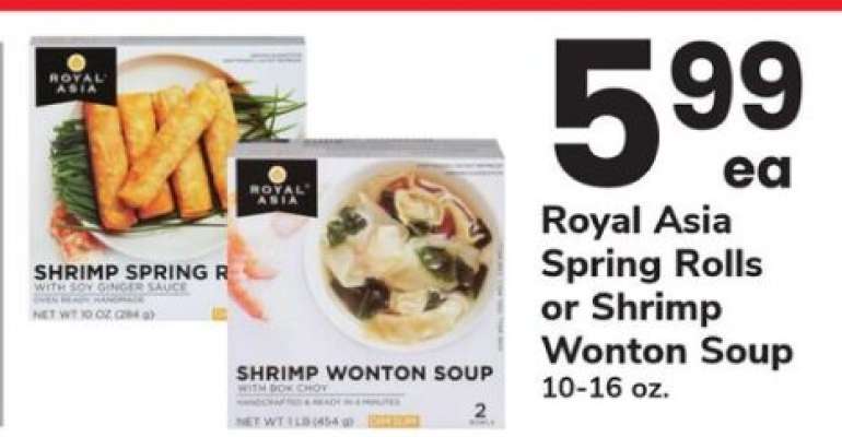 Royal Asia Spring Rolls or Shrimp Wonton Soup