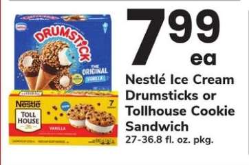 Nestlé Ice Cream Drumsticks or Tollhouse Cookie Sandwich