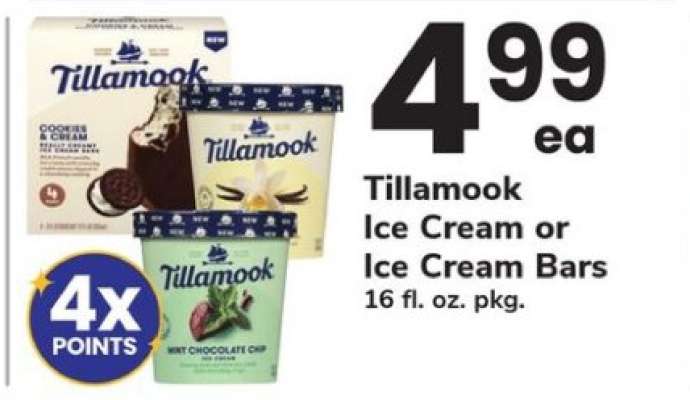 Tillamook Ice Cream or Ice Cream Bars