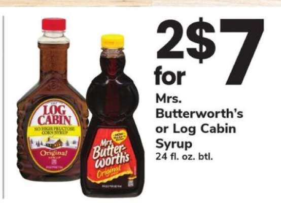 Mrs. Butterworth's or Log Cabin syrup