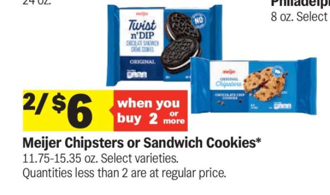 Meijer Chipsters or Sandwich Cookies