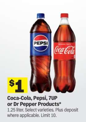 Coca-Cola, Pepsi, 7UP or Dr Pepper Products*