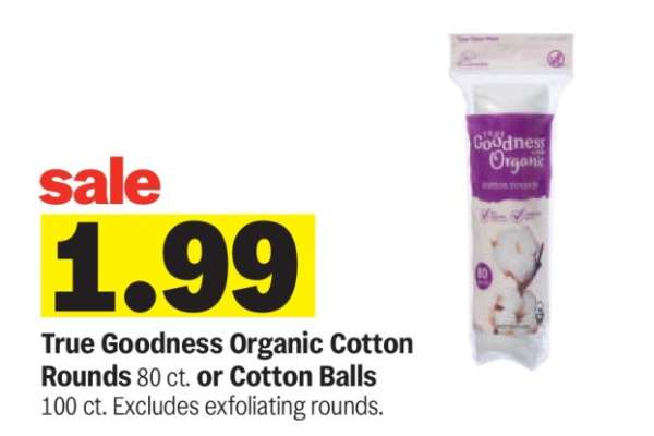 True Goodness Organic Cotton Rounds or Cotton Balls