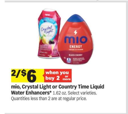 mio, Crystal Light or Country Time Liquid Water Enhancers