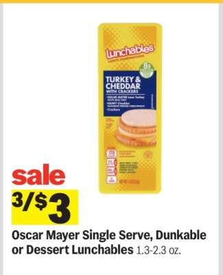 Oscar Mayer Single Serve, Dunkable or Dessert Lunchables