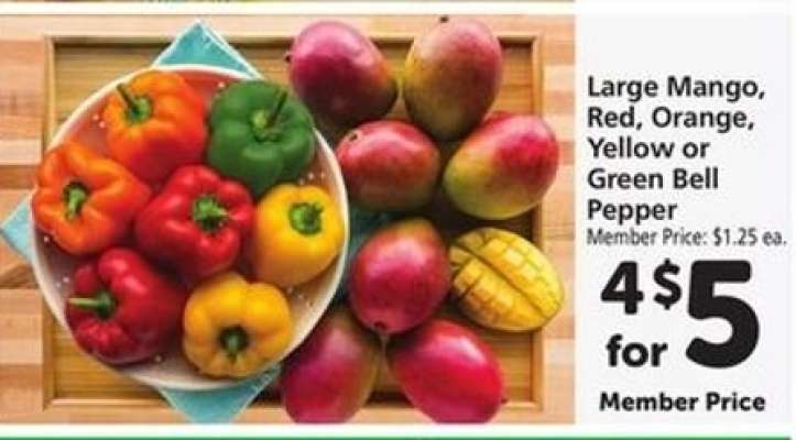 Large Mango, Red, Orange, Yellow or Green Bell Pepper