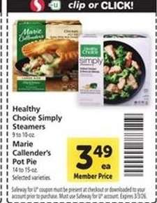 Healthy Choice Simply Steamers / Marie Callender's Pot Pie