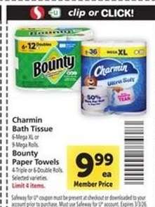Charmin Bath Tissue, Bounty Paper Towels