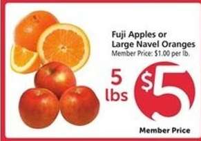Fuji Apples or Large Navel Oranges