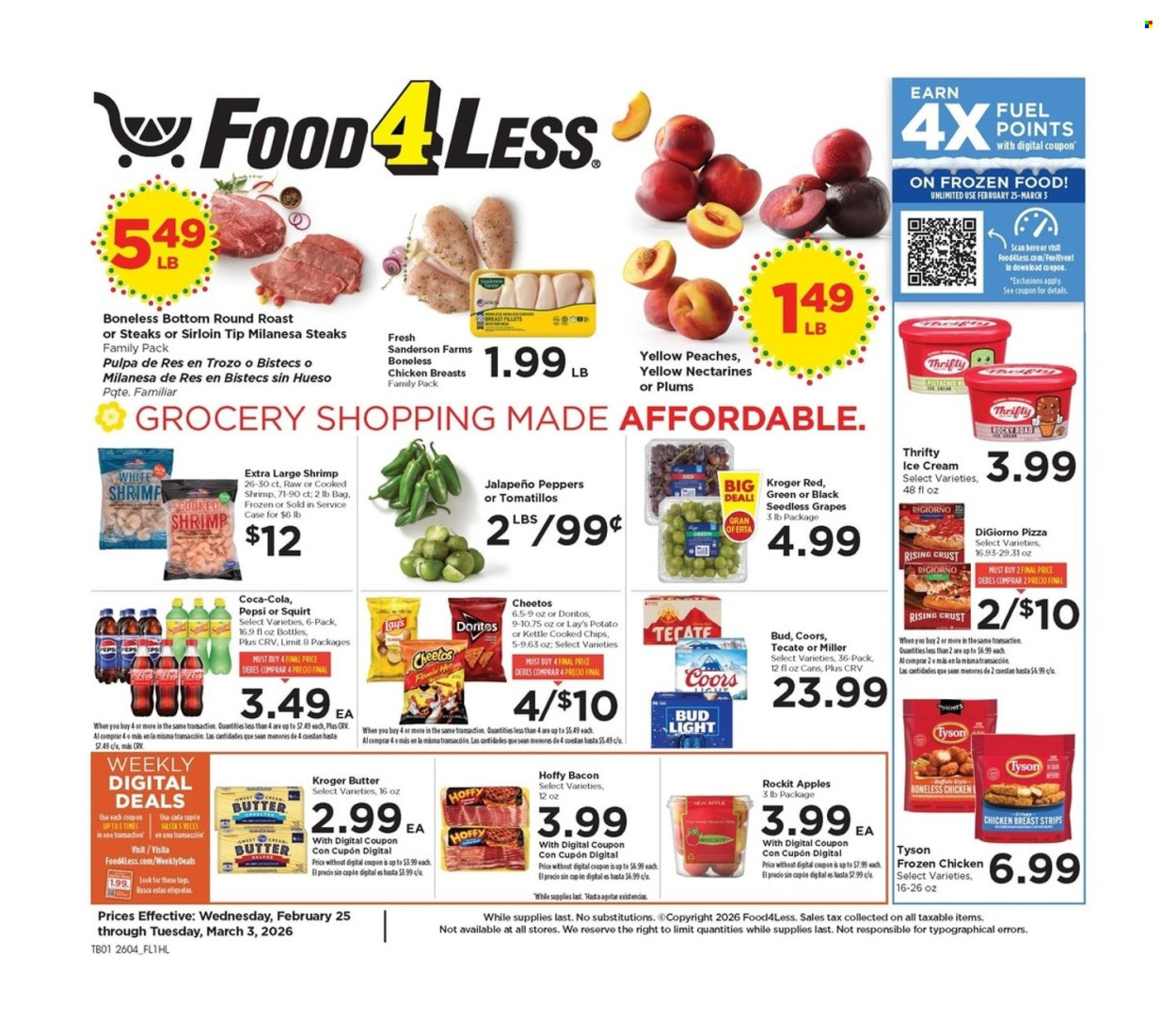 Food 4 Less ad - 02/25/2026 - 03/03/2026. Page 1
