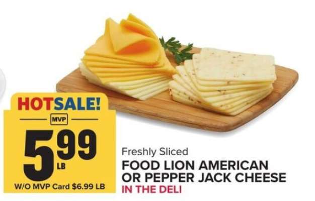 Food Lion American or Pepper Jack Cheese