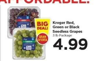 Kroger Red, Green or Black Seedless Grapes