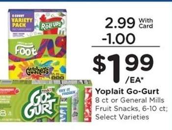 Yoplait Go-Gurt or General Mills Fruit Snacks