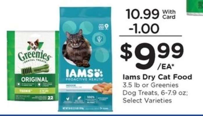 Iams Dry Cat Food or Greenies Dog Treats