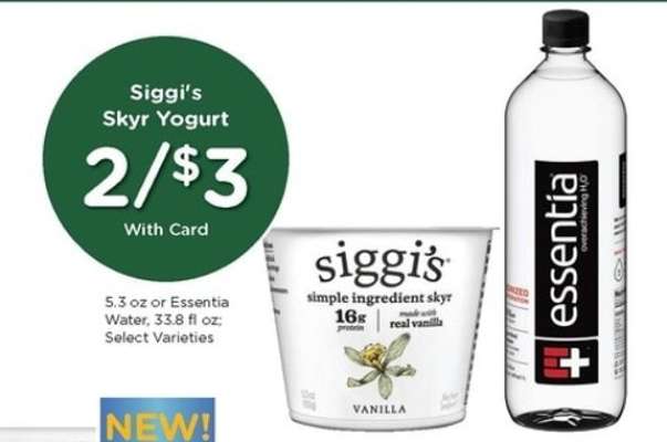 Siggi's Skyr Yogurt or Essentia Water