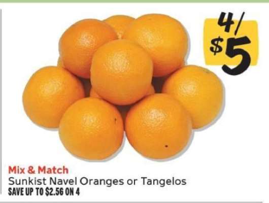 Sunkist Navel Oranges or Tangelos