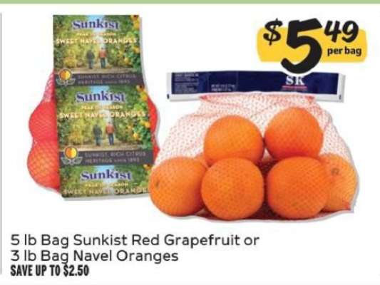 Sunkist Red Grapefruit or Navel Oranges