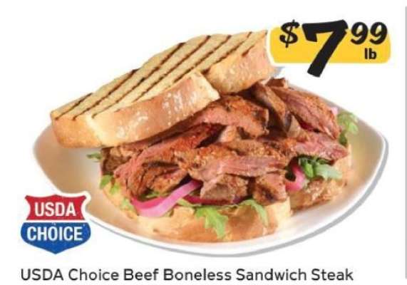 USDA Choice Beef Boneless Sandwich Steak