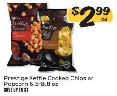 Prestige Kettle Cooked Chips or Popcorn