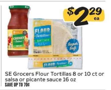 SE Grocers Flour Tortillas or Salsa