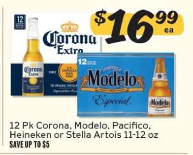 12 Pk Corona, Modelo, Pacifico, Heineken or Stella Artois