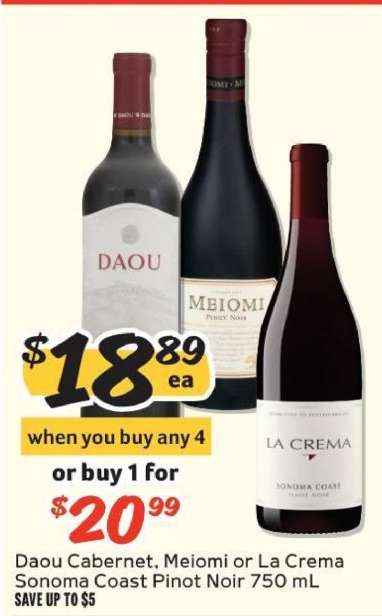 Daou Cabernet, Meiomi or La Crema Sonoma Coast Pinot Noir