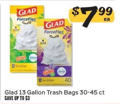 Glad 13 Gallon Trash Bags 30-45 ct