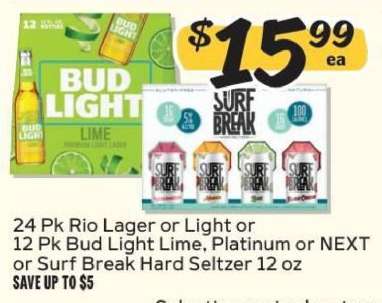 Bud Light Lime or Surf Break Hard Seltzer