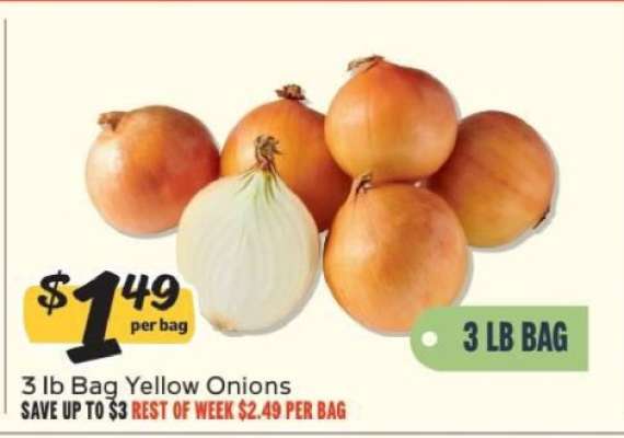 3 lb Bag Yellow Onions