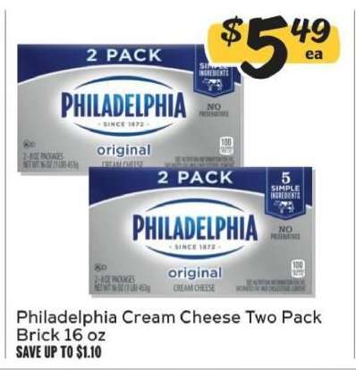 Philadelphia Cream Cheese Two Pack Brick 16 oz