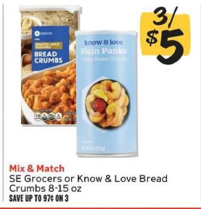 SE Grocers or Know & Love Bread Crumbs