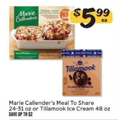 Marie Callender's Meal To Share or Tillamook Ice Cream