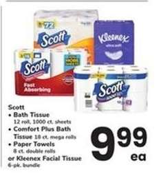 Scott Bath Tissue or Kleenex Facial Tissue