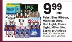 Pabst Blue Ribbon, Michelob Ultra, Bud Light, Coors Light, Miller Lite, Stone or Athletic