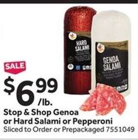 Stop & Shop Genoa or Hard Salami or Pepperoni