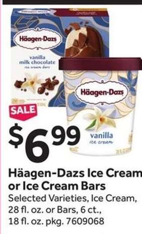 Häagen-Dazs Ice Cream or Ice Cream Bars