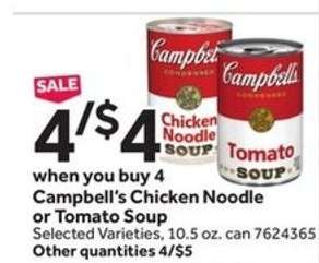 Campbell's Chicken Noodle or Tomato Soup