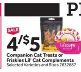 Companion Cat Treats or Friskies Lil’ Cat Complements