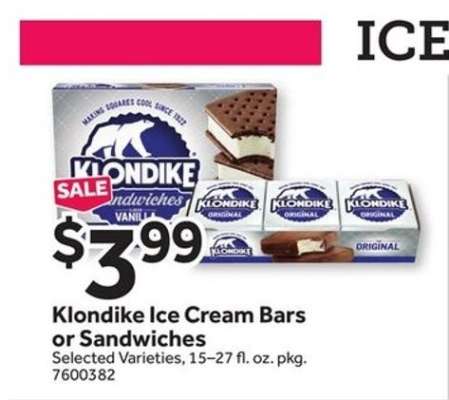 Klondike Ice Cream Bars or Sandwiches
