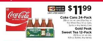 Coke Cans 24-Pack / Gold Peak Sweet Tea 12-Pack