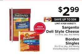 Sargento Deli Style Cheese / Borden Singles