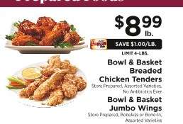 Bowl & Basket Breaded Chicken Tenders / Bowl & Basket Jumbo Wings