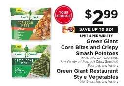 Green Giant Corn Bites and Crispy Smash Potatoes