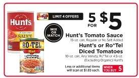 Hunt’s Tomato Sauce or Ro*Tel Diced Tomatoes