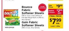 Bounce & Gain Fabric Softener Sheets