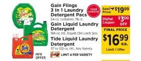 Gain Flings 3 In 1 Laundry Detergent Pacs
