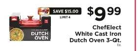 ChefElect White Cast Iron Dutch Oven 3-Qt.